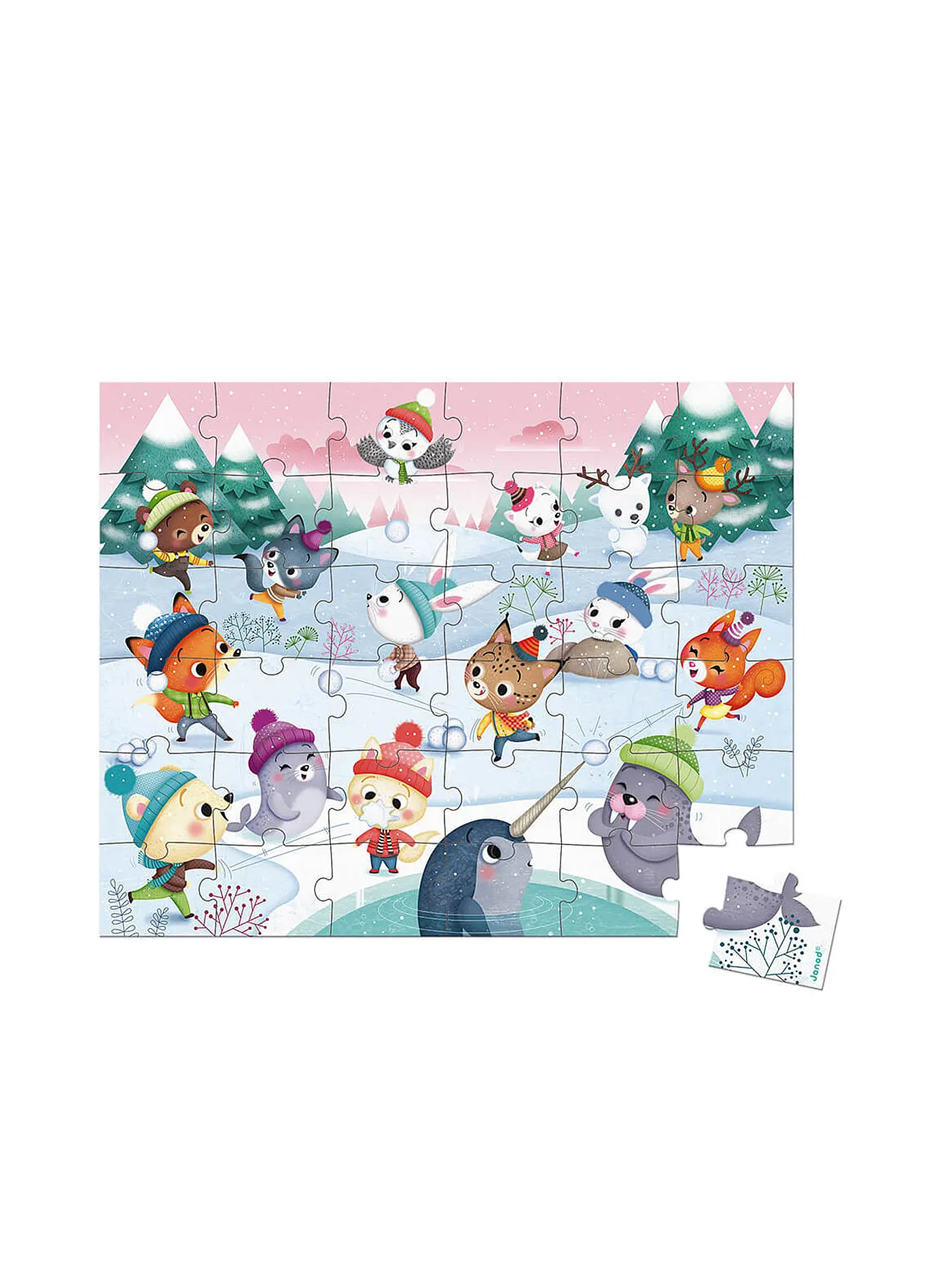 JANOD | Puzzle - Schneeparty im Koffer 35 Teile | 